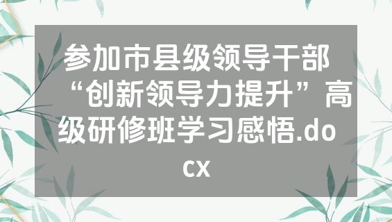 参加市县级领导干部“创新领导力提升”高级研修班学习感悟.docx
