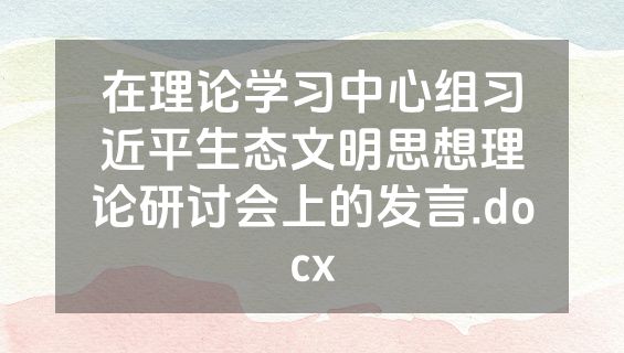 在理论学习中心组习近平生态文明思想理论研讨会上的发言.docx