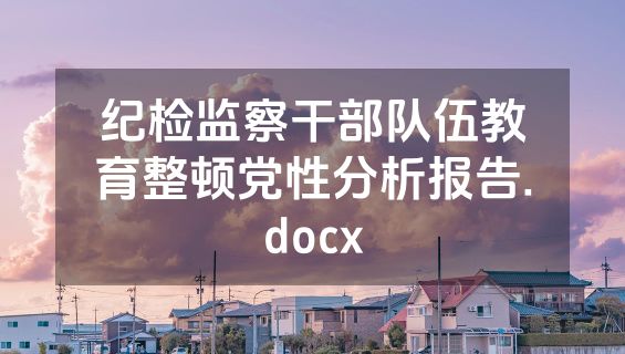纪检监察干部队伍教育整顿党性分析报告.docx