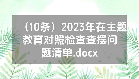 （10条）2023年在主题教育对照检查查摆问题清单.docx