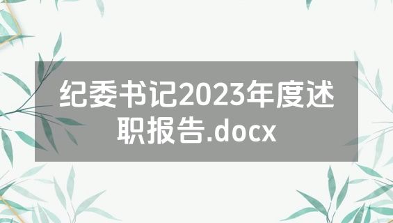 纪委书记2023年度述职报告.docx