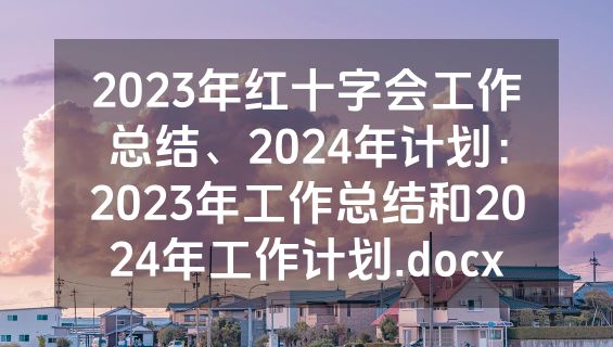 2023年红十字会工作总结、2024年计划：2023年工作总结和2024年工作计划.docx