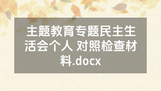 主题教育专题民主生活会个人 对照检查材料.docx
