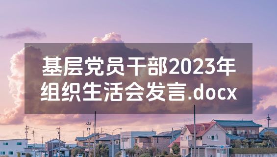 基层党员干部2023年组织生活会发言.docx