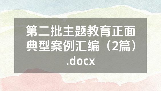 第二批主题教育正面典型案例汇编（2篇）.docx