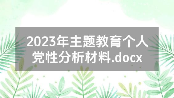 2023年主题教育个人党性分析材料.docx