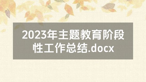 2023年主题教育阶段性工作总结.docx