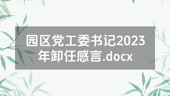 园区党工委书记2023年卸任感言.docx