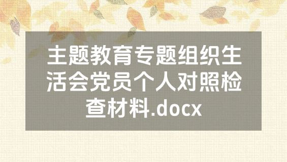 主题教育专题组织生活会党员个人对照检查材料.docx