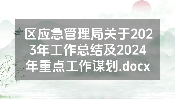 区应急管理局关于2023年工作总结及2024年重点工作谋划.docx