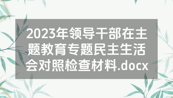 2023年领导干部在主题教育专题民主生活会对照检查材料.docx