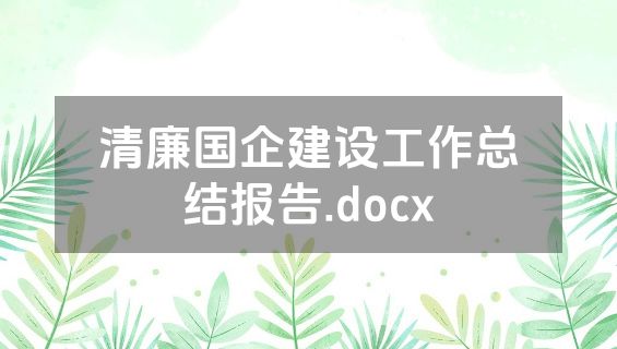 清廉国企建设工作总结报告.docx