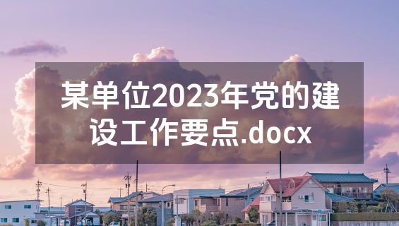 某单位2023年党的建设工作要点.docx