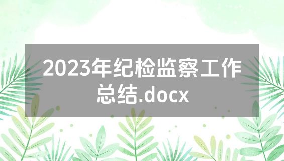 2023年纪检监察工作总结.docx