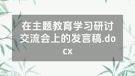 在主题教育学习研讨交流会上的发言稿.docx