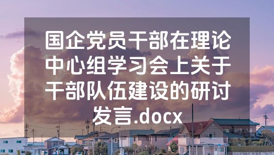 国企党员干部在理论中心组学习会上关于干部队伍建设的研讨发言.docx