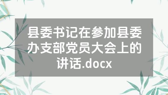 县委书记在参加县委办支部党员大会上的讲话.docx