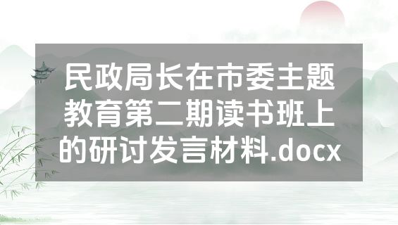 民政局长在市委主题教育第二期读书班上的研讨发言材料.docx
