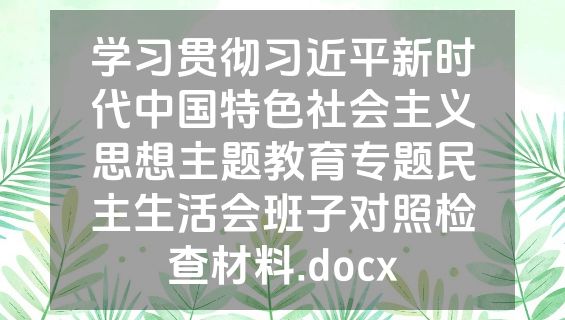 学习贯彻习近平新时代中国特色社会主义思想主题教育专题民主生活会班子对照检查材料.docx