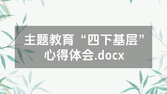 主题教育“四下基层”心得体会.docx