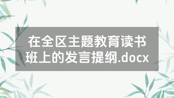 在全区主题教育读书班上的发言提纲.docx