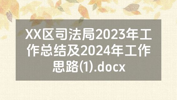 XX区司法局2023年工作总结及2024年工作思路(1).docx