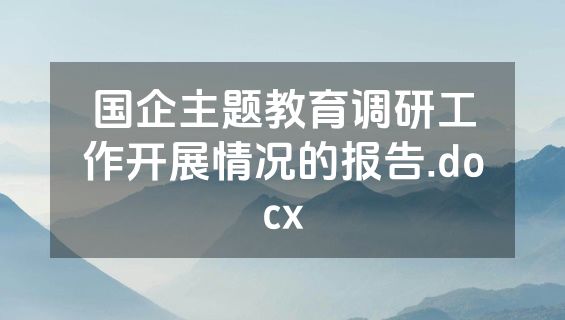 国企主题教育调研工作开展情况的报告.docx