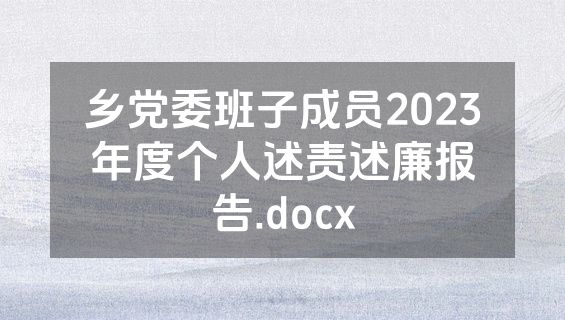 乡党委班子成员2023年度个人述责述廉报告.docx