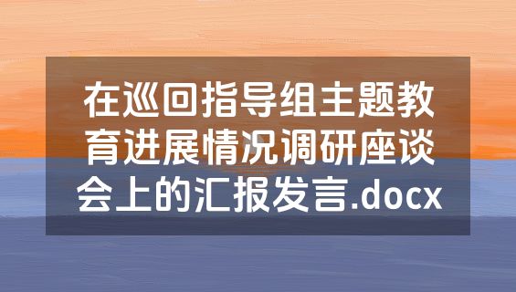 在巡回指导组主题教育进展情况调研座谈会上的汇报发言.docx