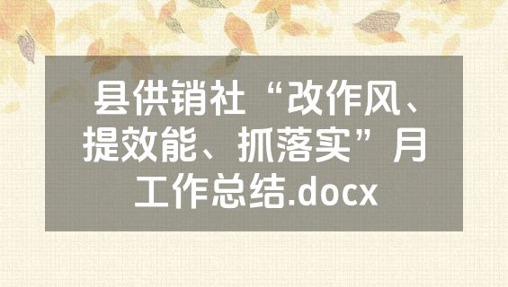 县供销社“改作风、提效能、抓落实”月工作总结.docx