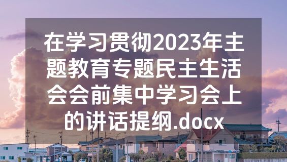 在学习贯彻2023年主题教育专题民主生活会会前集中学习会上的讲话提纲.docx