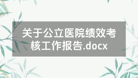 关于公立医院绩效考核工作报告.docx