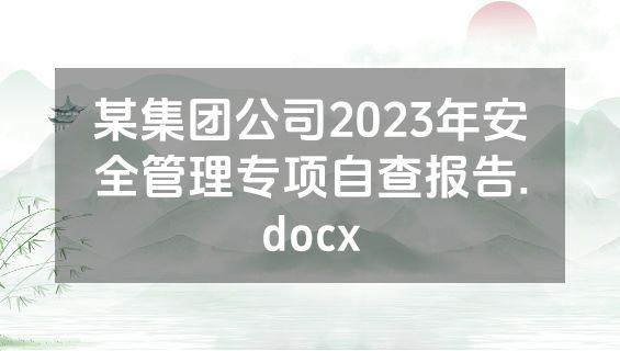 某集团公司2023年安全管理专项自查报告.docx