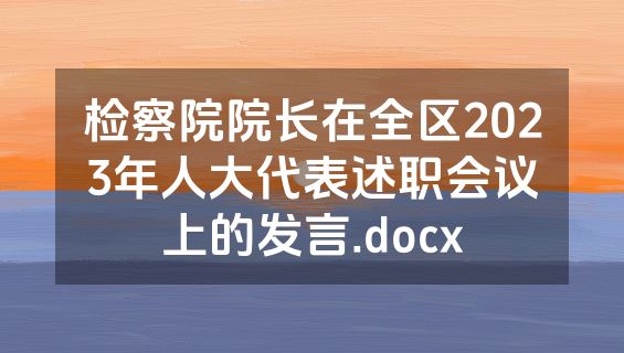 检察院院长在全区2023年人大代表述职会议上的发言.docx