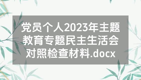 党员个人2023年主题教育专题民主生活会对照检查材料.docx