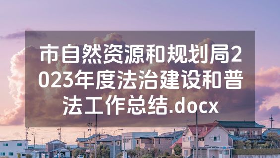 市自然资源和规划局2023年度法治建设和普法工作总结.docx