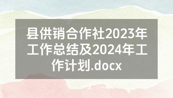 县供销合作社2023年工作总结及2024年工作计划.docx