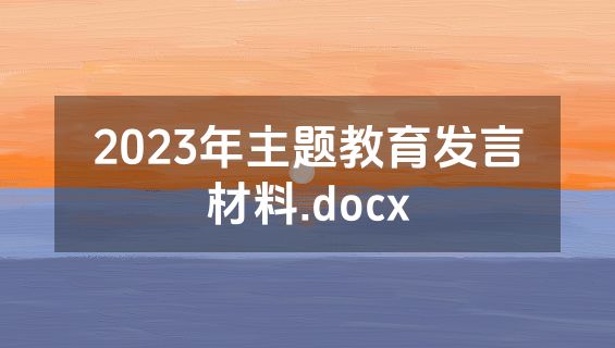 2023年主题教育发言材料.docx