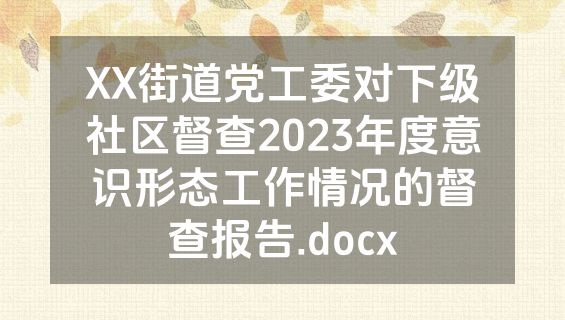 XX街道党工委对下级社区督查2023年度意识形态工作情况的督查报告.docx