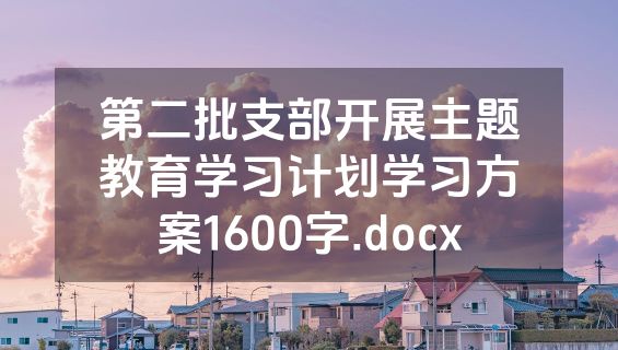 第二批支部开展主题教育学习计划学习方案1600字.docx