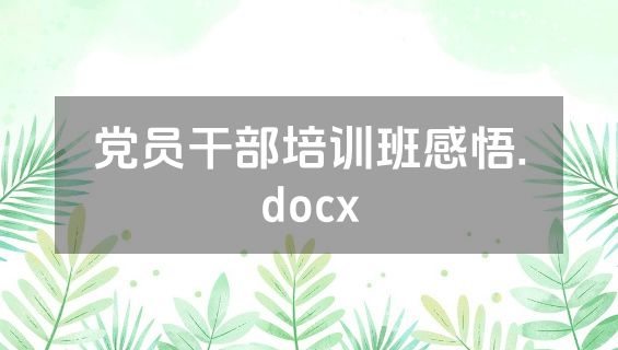 党员干部培训班感悟.docx
