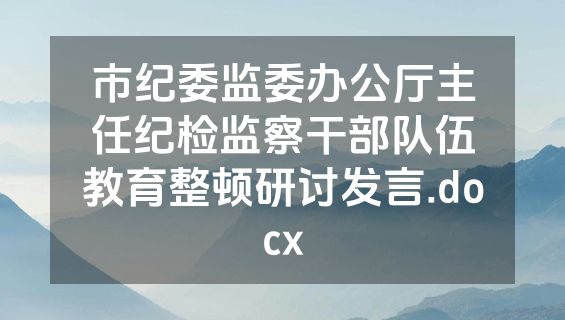 市纪委监委办公厅主任纪检监察干部队伍教育整顿研讨发言.docx
