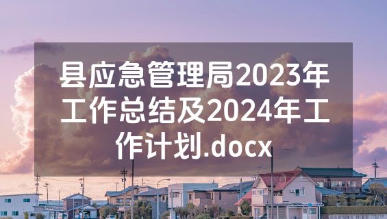 县应急管理局2023年工作总结及2024年工作计划.docx