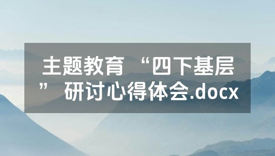主题教育 “四下基层” 研讨心得体会.docx