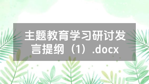主题教育学习研讨发言提纲（1）.docx