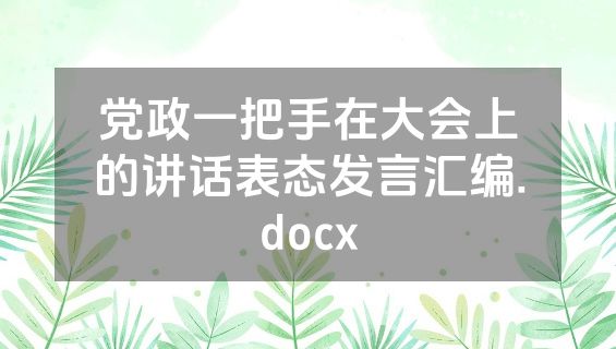 党政一把手在大会上的讲话表态发言汇编.docx
