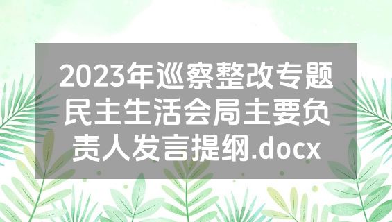 2023年巡察整改专题民主生活会局主要负责人发言提纲.docx