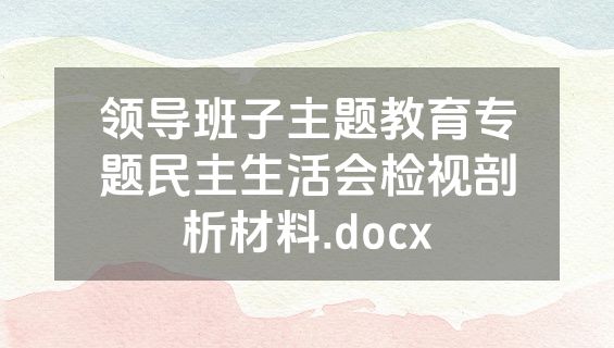 领导班子主题教育专题民主生活会检视剖析材料.docx