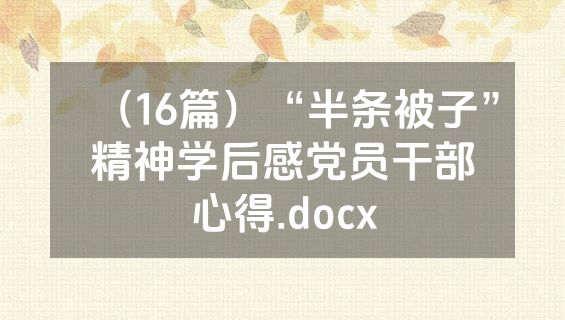 （16篇）“半条被子”精神学后感党员干部心得.docx