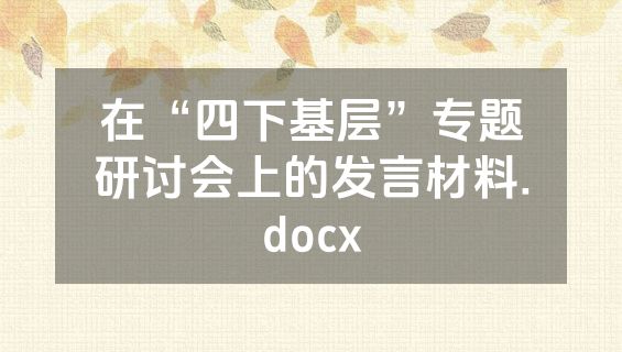 在“四下基层”专题研讨会上的发言材料.docx